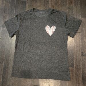 NWOT Baseball Love Women's Short Sleeve T-Shirt - Charcoal Gray - SZ Medium